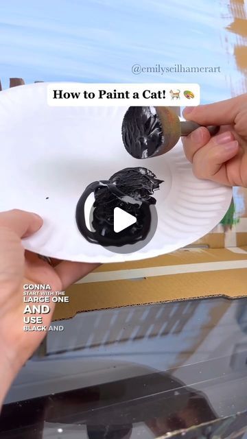 Emily Seilhamer on Instagram: "[clip] How to paint a cat 🎨🐈 #beginner #tipsandtricks #easypainting #cats #beginnerfriendly" Easy Cat Paintings For Beginners, How To Paint A Cat, Simple Cat Painting, Easy Cat Painting, Cat Painting Easy, Cat Portrait Painting, Black Cat Painting, Simple Acrylic Paintings, Step By Step Painting