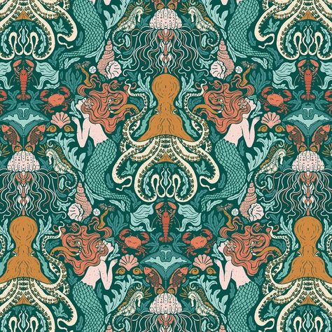 An Underwater Tapestry in Tropic | Hawthorne Supply Co Underwater Pattern, Indie Sewing Patterns, Modern Fabric, Creative Life, Marine Life, Fabric Collection, Fabric By The Yard, Sewing Patterns, Thread