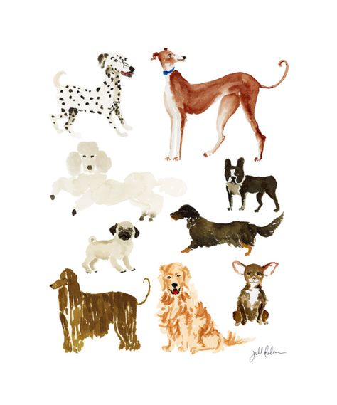 Dog Collage, Illustration Studio, Artfully Walls, Animal Art Prints, 강아지 그림, Watercolor Dog, Dog Illustration, Dog Paintings, Animal Illustration