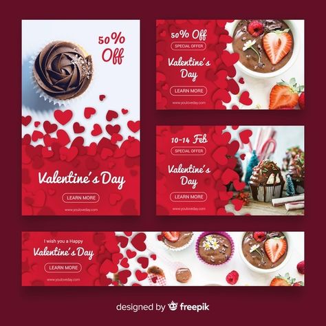 Valentine's day web banner collectio Pre... | Premium Vector #Freepik #vector #banner #heart #love #chocolate San Valentin Vector, Valentines Day Post, Print Design Template, Banner Online, Valentine Banner, Harry Potter Tumblr, Valentines Day Background, Free Valentine, Diy Makeover