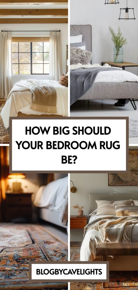 Refresh your bedroom interior with the ideal rug! Learn how to pick the perfect bedroom rug that complements your bedroom inspiration. 🌟 Check out our article now for all the details! Two Rugs In One Room Layout Bedroom, Rugs For Bedroom Hardwood Floors, Rugs In Small Bedroom, Small Bedroom Rug Placement, Two Rugs In One Room, Rug Small Bedroom, Choosing A Rug, Small Bedroom Rug, Bedroom Rug Placement