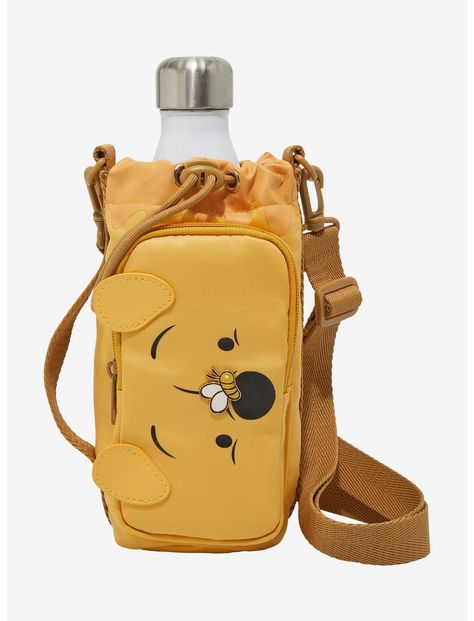 Disney Winnie The Pooh Face Water Bottle Sling | Hot Topic Winnie The Pooh Face, Disney Water Bottle, Winnie The Pooh Decor, Water Bottle Sling, Disney Box, Winnie The Pooh Cartoon, Gifts For Disney Lovers, Bottle Sling, Disney Souvenirs