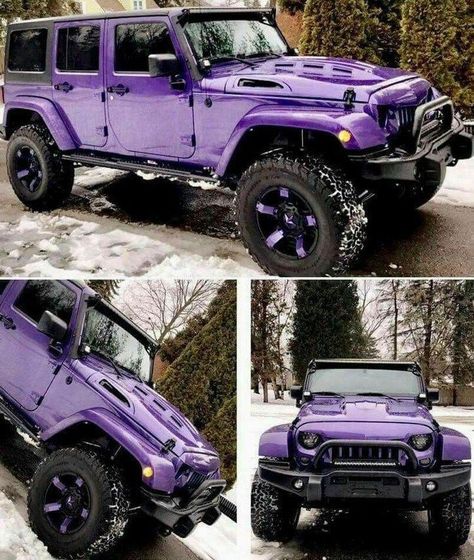 Rich Ideas, Hot Pink Cars, Jeeps Wrangler, Purple Jeep, Suv Jeep, Dodge Demon, Future Vehicles, Wrangler Jeep, Purple Car