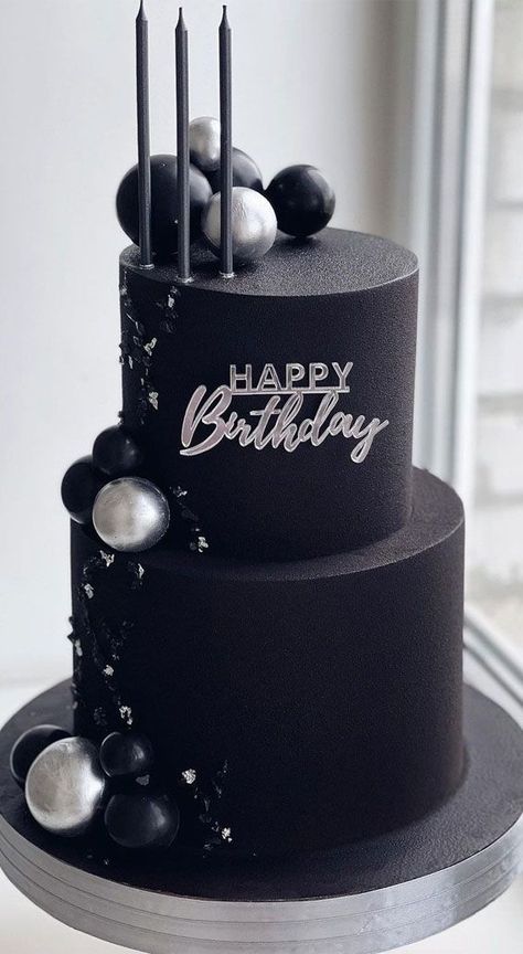 black birthday cake, birthday cake, birthday cake ideas, latest birthday cake ideas 2022, birthday cake gallery, best birthday cake, birthday cake ideas for women, birthday cake ideas for men, children birthday cake ideas 3 Tier Black Cake, Black And Silver Centerpieces For Men, 21st Birthday Cake For Boy, Cakes For 18th Birthday Boys, Black And Silver Cake For Men, 19th Birthday Ideas For Boys, 19th Birthday Cake For Boys, All Black Cake Birthday, Black 18th Birthday Cake