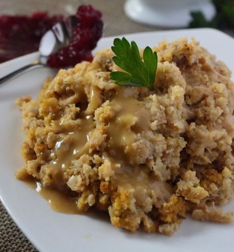 Southern Cornbread Dressing & Turkey Gravy Recipe - Coop Can Cook Cornbread Dressing With Turkey, Southern Cornbread Dressing Recipes, Easy Thanksgiving Stuffing, Dressing Turkey, Turkey Dressing Recipe, Coop Can Cook, Southern Cornbread Dressing, Turkey Gravy From Drippings, Turkey Dressing