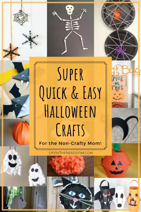 Super Quick & Easy Halloween Crafts for the Non-Crafty Mom at LifeInTheNerddom.com Halloween Party Craft 5th Grade, Easy Halloween Crafts For Middle School, Halloween Craft For 5th Grade Party, Halloween Craft For Middle School, Halloween Craft 5th Grade, Halloween Crafts 5th Grade, 5th Grade Halloween Crafts, Halloween School Crafts, Halloween Classroom Crafts