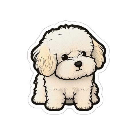 Add a touch of cuteness to your belongings with this delightful Cartoon Pekingese Poodle Sticker. The colorful and unique design is perfect for dog lovers and can be applied to any smooth surface. The sticker is made of high-quality vinyl, making it durable and long-lasting. Whether you're decorating your laptop, water bottle, or notebook, this sticker is sure to bring a smile to your face. Get yours today! .: Material: 100% vinyl with 3M glue .: Comes in 3 sizes .: White or transparent .: For indoor use (not waterproof) Puppy Line Art, Poodle Sticker, Cute Dog Stickers, Chibi Dog, Cavapoo Dogs, French Dogs, Cute Laptop Stickers, Stickers Kawaii, Artsy Pictures