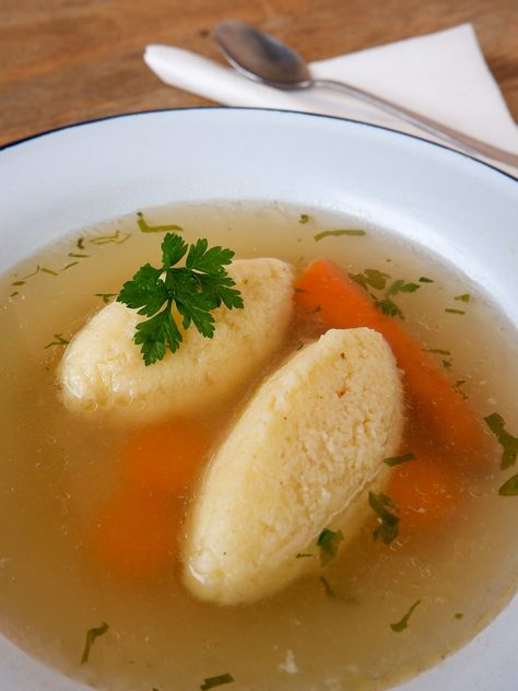 Chicken Soup with Semolina Dumplings — Slovenian Kitchen Croatian Chicken Soup, Hungarian Chicken Soup, Semolina Dumpling Soup, Serbian Soup Recipes, Slovenian Food Recipes, Italian Dumplings, Semolina Dumplings, Recipe For Chicken Soup, Classic Pavlova