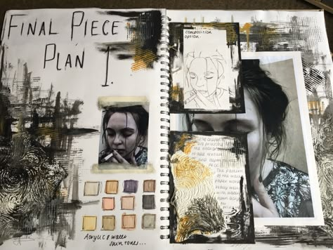 Final piece plans for art exam unit Kunstjournal Inspiration, Photography Sketchbook, Sketchbook Layout, Textiles Sketchbook, Art Examples, Art Alevel, Gcse Art Sketchbook, A Level Art Sketchbook, Art Diary