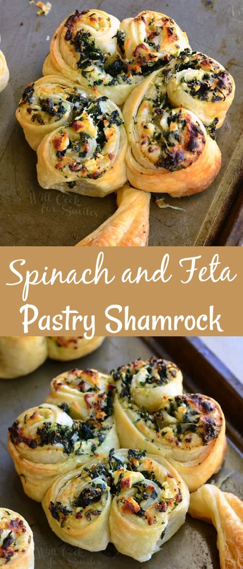 Spinach Feta Pinwheels, Feta Pastry, Feta Pinwheels, St Patrick's Day Appetizers, St Patricks Food, St Patrick Day Snacks, Using Puff Pastry, Spinach Puff, Greek Party