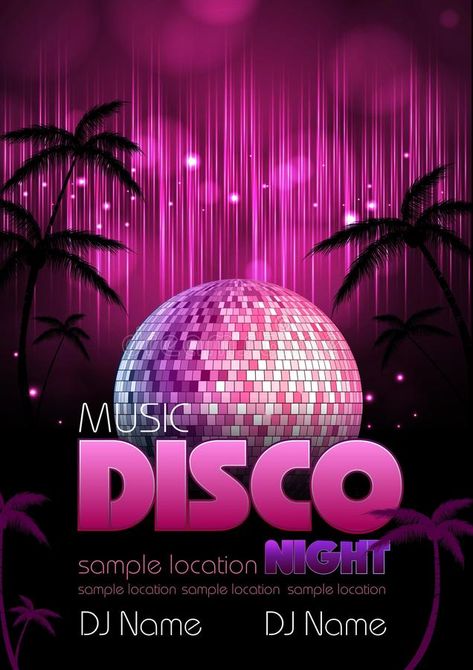 Disco Flyer Design, Party Flyers Design, Disco Party Flyer, Disco Flyer, Disco Poster, Neon Disco, Party Design Poster, Disco Background, Prom Posters