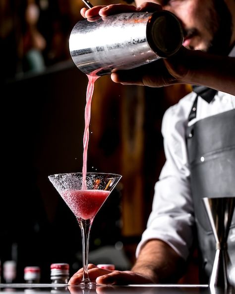 Free photo bar tender pours cocktail fro... | Free Photo #Freepik #freephoto #gin #gin-glass #cocktail-bar #fruit-cocktail Bar Tender, Simple Eating, Cocktail Photos, Cocktail Photography, Cherry Wine, Festive Cocktails, Cocktails Bar, Pot Still, Rum Drinks