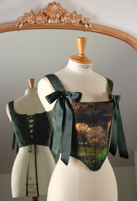 Back lacing corset, designed and handcrafted in Italy, featuring a beautiful painting by the pre-Raphaelite artist John Everett Millais. The external fabric is 100% cotton while the lining is made from double twisted pure cotton. The corset is made to your measurements and It's adjustable both the back and in the shoulders with gorgeous bows to ensure the best fitting. IMPORTANT: -Processing time: up to 7 weeks -I do not accept exchanges and returns Please message me for any question :) Everett Millais, Corset Looks, Corset Styles, John Everett Millais, Mid Century Fashion, Corset Outfit, Pre Raphaelite, Beautiful Painting, Corset Lingerie