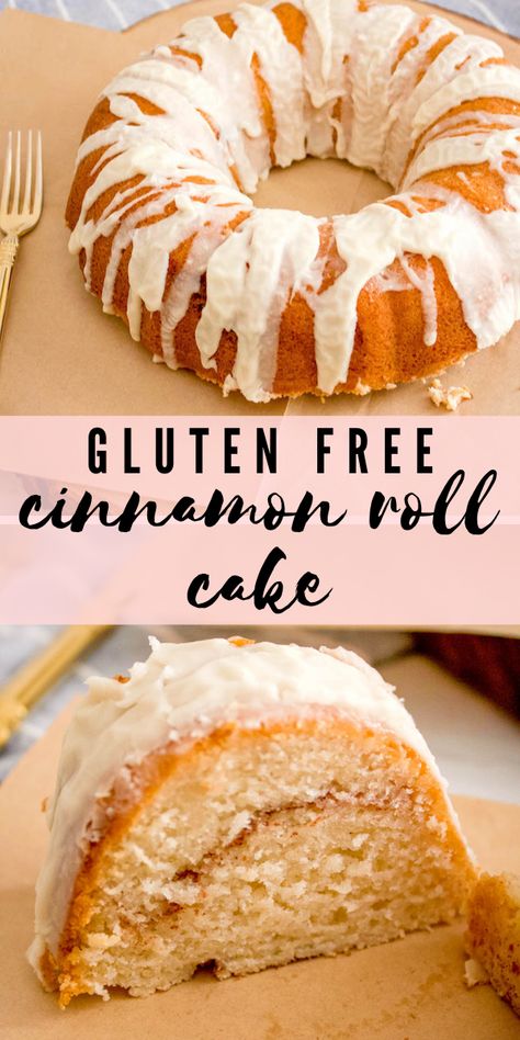 Bundt Cake Gluten Free, Cinnamon Roll Bundt Cake, Gluten Free Bundt Cake, Gluten Free Cinnamon, Gluten Free Cake Recipe, Easy Gluten Free Desserts, Cake Gluten Free, Cinnamon Roll Cake, Gluten Free Bakery