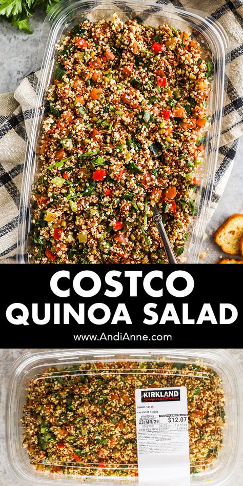 This is our 2023 review of the Costco quinoa salad. This review will include what the quinoa salad tastes like, nutrition facts and calories, the price and whether or not we think it’s worth purchasing. Quinoa And Couscous Salad, Quinoa Salad Costco, South West Quinoa Salad, Qinuoa Salad Recipe, Salad Quinoa Recipes, Quinoa Cilantro Salad, Copycat Costco Quinoa Salad, Costco Salad Recipe, Costco Autumn Grain Salad