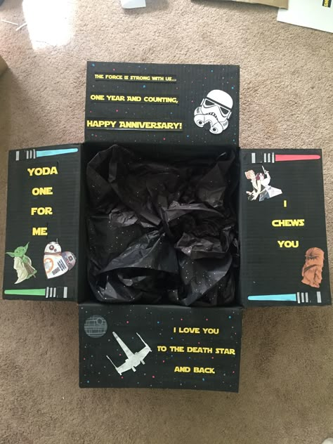 Pick Up Lines Cute, Boyfriend Care Package, Diy Crafts For Boyfriend, Star Wars Valentines, Love You Boyfriend, Boyfriend Anniversary, Anniversaire Diy, Star Wars Diy, Boyfriend Crafts