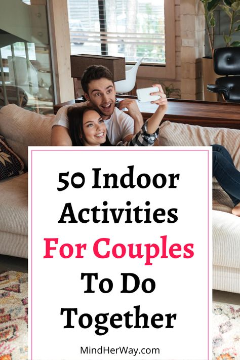 50 Fun things for couples to do at home when bored. Are you and your partner stuck at home with nothing to do? Try these 50 activities for couples to do at home. These can be used as indoor date night ideas, things to do at home as a couple on a rainy day, or just stay at home date ideas. These indoor activities for couples will help bring you closer and form a stronger bond. Indoor Activities For Couples, Bored Couples, Indoor Date Ideas, Home Date Ideas, Honeymoon Activities, Activities For Couples, Couples Things To Do, Fun Couple Activities, Fun Indoor Activities