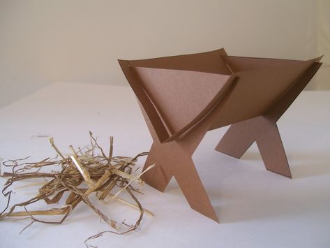 Cardboard Manger Diy, Christmas Manger Ideas, Cardboard Manger, Cardboard Nativity, Diy Manger, Manger Diy, Manger Christmas, Family Service, Church Christmas Decorations