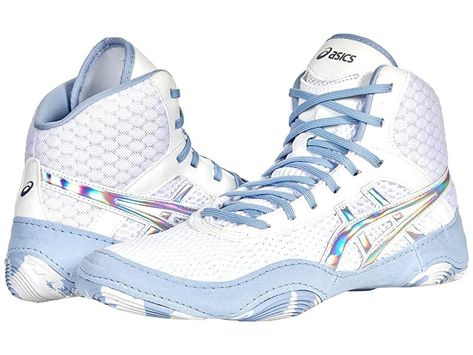 ASICS Matblazer Women's Shoes White/Mist Cute Wrestling Shoes, Pink Wrestling Shoes, Wrestling Shoes Aesthetic, Nike Wrestling Shoes, Wrestling Aesthetic, Asics Wrestling Shoes, Wrestling Boots, Jordans Sneakers Outfit, Shoes Asics