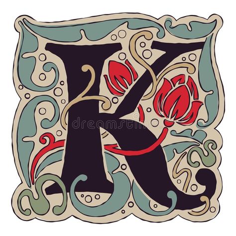 Fancy Logo, Gothic Alphabet, Letter Vintage, Alphabet Frames, K Letter, Gothic Elements, Initial Logo, Font Inspiration, Illuminated Letters