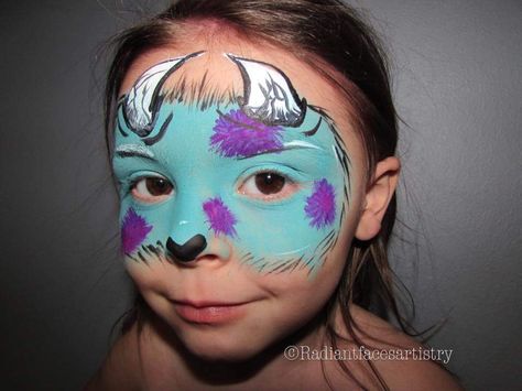 Sully face paint. Monster inc Sully Face Paint, Monsters Inc Face Paint, Mike Wazowski Face Paint, Descendants Face Paint, Disney Character Face Paint, Disney Face Painting Ideas, Sully Makeup Monsters Inc, Sully Makeup, Face Paint Disney