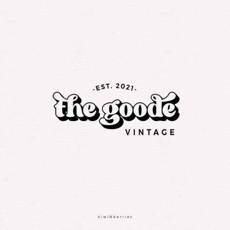 Vintage Logo Design Type Logo Design Typography, Thrift Logo Design, Name Brand Logos, Vintage Brand Logo, Preppy Logo Design, Thrift Shop Logo, Bubbly Typography, Thrift Logo, Modern Retro Logo