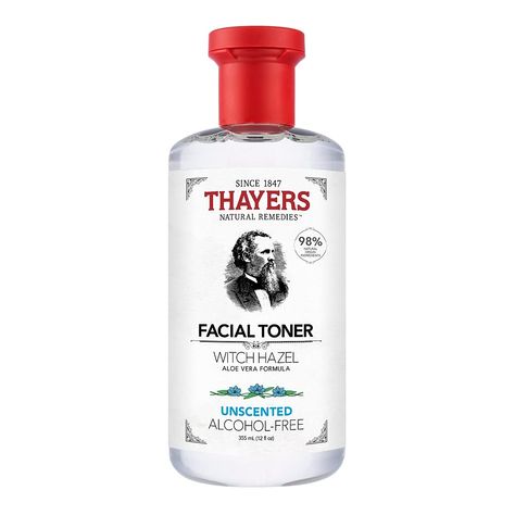 Thayers Alcohol-Free Unscented Witch Hazel Facial Toner with Aloe Vera Formula - 12 oz Toner Witch Hazel, Thayers Witch Hazel Toner, Thayers Witch Hazel, Witch Hazel Toner, Best Toner, Lavender Water, Skin Care Toner Products, Night Time Skin Care Routine, Nighttime Skincare