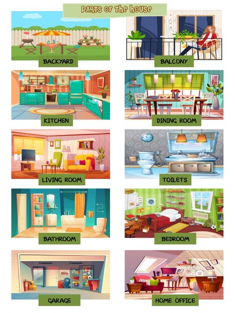 Parts Of House, Parts Of The House Flashcards, House Vocabulary, Body Parts For Kids, Cute Dog Wallpaper, School Plan, Teacher Planning, English Sentences, Teacher Worksheets