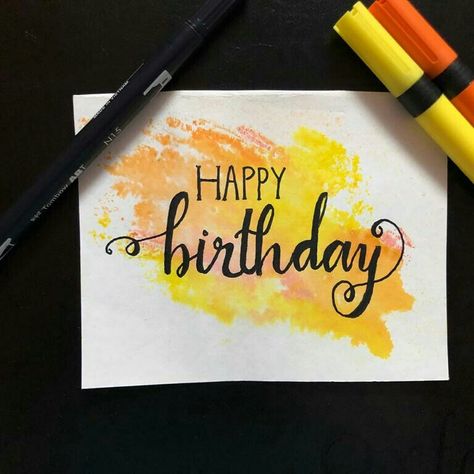 #handlettered #birthday card #brushpen lettering Brushpen Lettering, Birthday Month, Brush Pen, Hand Lettering, Birthday Cards, Calligraphy, Art Drawings, Happy Birthday, Pen