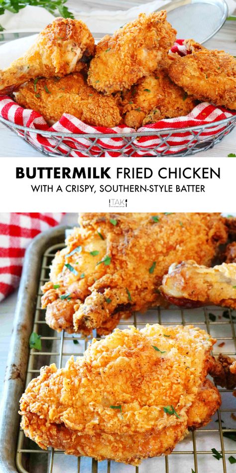 Southern Buttermilk Fried Chicken, Buttermilk Fried Chicken Recipe, Oven Fried Chicken Recipes, Perfect Fried Chicken, Buttermilk Chicken, Fried Chicken Recipe, Buttermilk Fried Chicken, Oven Fried Chicken, Southern Fried Chicken