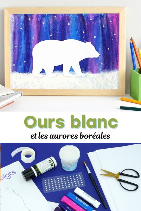 Dans cette activité manuelle de l'hiver, nous allons apprendre à créer un superbe Ours Blanc avec avec une touche spéciale : un fond à effet "Aurore Boréale". Un bricolage amusant et facile à réaliser, idéal pour les enfants qui vont pouvoir exprimer leur créativité grâce aux bâtons de gouache !! Polar Bear Art For Kids, Outdoor Decoration Ideas, January Art, Winter Art Lesson, Polar Bear Art, Winter Activities For Kids, Jr Art, Winter Preschool, Easter Decorations Dollar Store