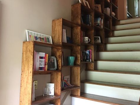 Stairway Bookcase, Stair Bookcase, Bookshelf Stairs, Bookcase Stairs, Staircase Bookshelf, Staircase Shelves, Stairway Storage, Wooden Library, Step Bookcase