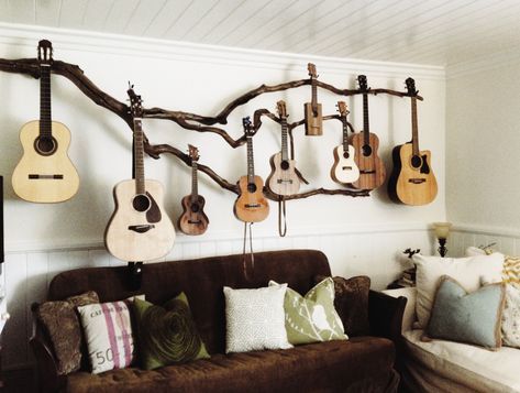 Guitar Hanging Ideas, Guitar Corner, Guitar Display, Guitar Rack, Small Living Room Layout, Guitar Wall, Livingroom Layout, Room Layout, Small Living Room