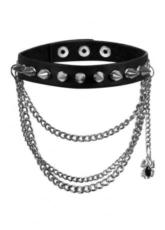 Spike Stud & Chains Spider Choker Shifting Wardrobe, Ideal Aesthetic, Leather Choker Collars, Steampunk Leather, Studded Collar, Gothic Chokers, Metal Spikes, Leather Choker Necklace, Choker Collar Necklace