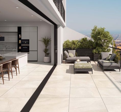 Indoor To Outdoor Flooring, Indoor Outdoor Tiles, Indoor Outdoor Tile Flooring, Patio Porcelain Tiles, Tiled Outdoor Area, Patio Tiles Outdoor Flooring, Hamptons Vibe, Indoor Tiles, Outdoor Floor Tiles