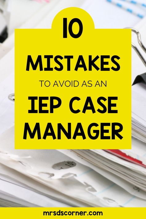 If you are an IEP Case Manager, you are going to make mistakes, we all do. Whether it’s forgetting to write an IEP, getting the IEP meeting date wrong or making typos in an IEP, it’s going to happen at some point in your special education career. On this blog post, we talk about the 10 most common case managers make when managing their IEP caseload and how you can fix them. These include simple systems for data collection, keeping up with meeting dates and checking over your IEP and more. Iep Meeting Outfit, Special Education Case Manager, Iep Case Manager, Iep Meeting Checklist, Iep Binder, Data Folders, School Psychology Resources, Special Education Organization, Teacher Portfolio