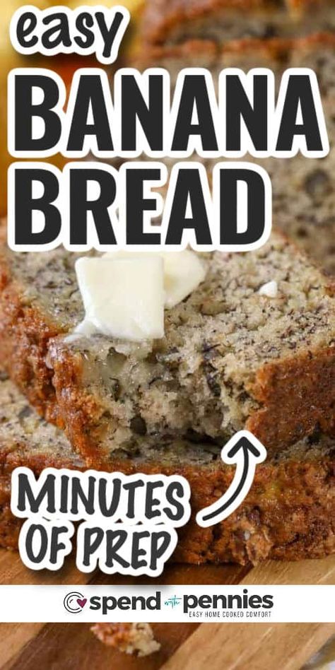 Banana bread, a timeless favorite, is a delightful and easy treat to prepare. Using ripe bananas and basic kitchen staples, you can create a cozy, moist loaf that's ideal for breakfast or a quick bite. Add your personal touch with nuts or chocolate chips for added deliciousness! #bananabread #easy #homemade #spendwithpennies Banana Bread With Crisco, Single Loaf Banana Bread Recipe, Mayonnaise Banana Bread, Banana Bread With 2 Bananas Easy, Big Batch Banana Bread Recipe, Basic Banana Bread Recipe, Easiest Banana Bread, Banana Nut Bread Recipes, Easy Moist Banana Bread Recipe