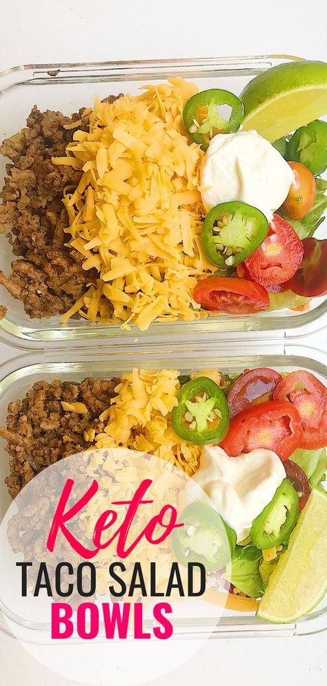 Low Carb Taco Salad, Meal Prep Lunches, Keto Ground Beef, Keto Taco Salad, Taco Salads, Mind Diet, Low Carb Tacos, Low Carb Meal Prep, Keto Lunch Ideas