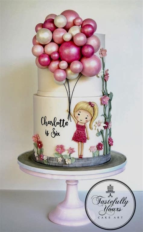 Two Tier Cake For Milla | Bolos De Aniversário Menina Kue Disney, Torturi Baby Shower, Balloons Cake, Cake Illustration, Big Smiles, Dream Party, Balloon Cake, Girl Cake, Occasion Cakes