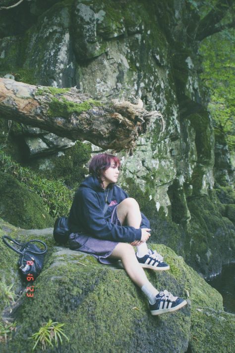 Photography of mountains | sitting by the river Sitting On A Cliff Pose, Person Sitting Looking Up Reference, Chill Sitting Poses, Sitting Back Turned Pose, Human Poses Reference Sitting, Person Sitting With Knees To Chest, Sitting On Rock Pose Reference, Person Sitting On Ground Reference, Sitting On A Ledge Pose