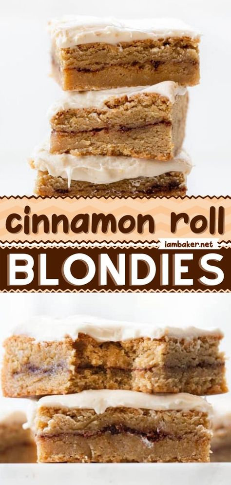 Cinnamon Roll Blondies, Blondies Recipe Easy, Homemade Cinnamon Roll, Blondie Recipes, Cinnamon Bars, Blondie Recipe, Crazy For Crust, Blondies Recipe, Dessert Bar Recipe