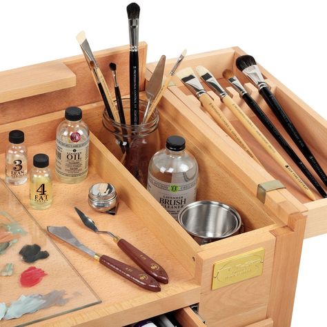 Plenty of storage so your art supplies are always organized Brush Rest, Table Easel, Art Studio Space, Art Supplies Storage, Art Studio Organization, Art Studio Room, Art Studio At Home, Studio Organization, Art Easel