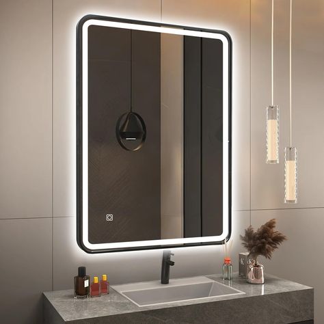 PRICES MAY VARY. 【Higher Quality, Lower Energy】TheiaMo LED bathroom mirro made from copper-free, environmentally-friendly materials with a protective silvered reflection layer and a lifetime of 50,000 hours - our LED vanity mirror will keep your bathroom bright and beautiful for many years! 【Dimmable Led Bathroom Mirror】This LED metal frame mirror light is dimmable, controlled with power switch. Simply long press the power switch button to change light intensity from normal to brightest. Color T Bathroom Bright, Framed Vanity Mirror, Led Vanity Mirror, Led Bathroom Mirror, Lead Metal, Metal Frame Mirror, Mirror Light, Led Bathroom, Led Mirror Bathroom