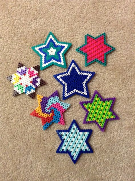 Stars and snowflakes:) My favorite is the Dallas Cowboys Star Pearler Beads, Small Star Perler Bead Patterns, Perler Bead Star Patterns, Star Bead Pattern, Perler Bead Patterns Star, Perler Football, Star Perler Bead Patterns, Hama Beads Star, Star Perler Beads