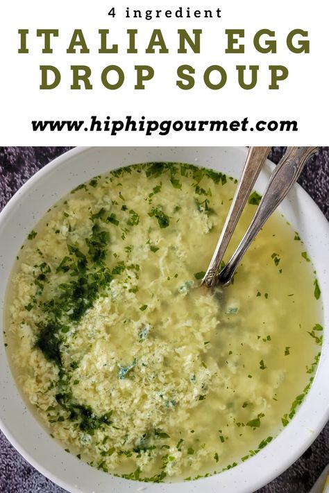 bowl of egg drop soup with chopped fresh parsley, two spoons in the bowl, another bowl of soup in the background Egg Roll Soup Recipe, Egg Soup, Italian Egg Drop Soup, Homemade Egg Drop Soup Easy, Italian Wedding Soup With Egg, Easy 10 Minute Egg Drop Soup, How To Make Egg Drop Soup At Home, Egg Soup Recipe, Stracciatella Soup