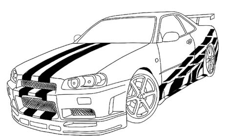 Gtr Drawing, Car Drawing Easy, Cars Coloring, Nissan Gtr R34, R34 Skyline, Gtr Car, Skyline Gtr R34, Toyota Supra Mk4, Nissan Gtr R35