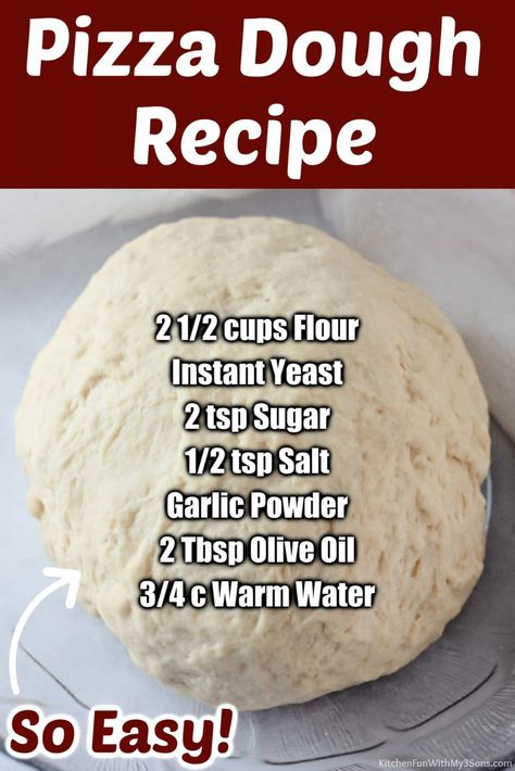 For the ultimate pizza experience at home, make Homemade Pizza Dough from scratch. It's really simple and allows you to build your own pizza just the way you like it. Perfect cooking project for kids too! Fast Pizza Crust Dough Recipe, How To Make Your Own Pizza Dough, How To Freeze Homemade Pizza Dough, Easy Pizza Dough Recipe Active Dry Yeast, Rapid Rise Pizza Dough Recipe, Quick Rise Pizza Dough Recipe, Home Made Pizza Dough Easy, How To Make Homemade Pizza Dough, Easiest Pizza Dough Recipe