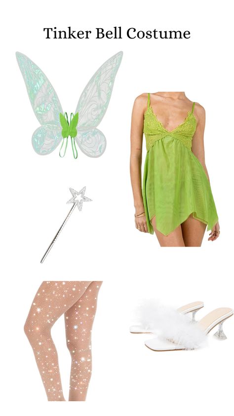 Cute Halloween Costume #halloween #halloweencostume #tinkerbell #tinkerbellcostume #halloweenideas Diy Tinkerbell Costume, Tinkerbell Halloween Costume, Bell Costume, Disney Princess Halloween, Fairy Costume Diy, Tinkerbell Dress, Tinkerbell Costume, Cute Halloween Costume, Halloween Costumes For Teens Girls