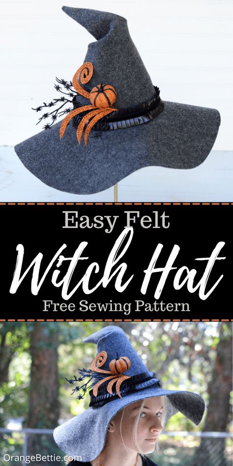 Witch Hat Sewing Pattern, Witch Costume Diy, Felt Witch, Felt Witch Hat, Halloween Sewing Projects, Hat Sewing Pattern, Hat Sewing, Fun Office, Witch Costumes