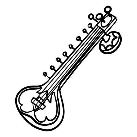 Sitar Instrument, Art For Embroidery, Indian Instruments, Digital Kurti, Artist Corner, Musical Instruments Drawing, Painted Daisies, Music Abstract, Indian Musical Instruments